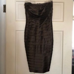 BCBG strapless satin dress with adjustable length!